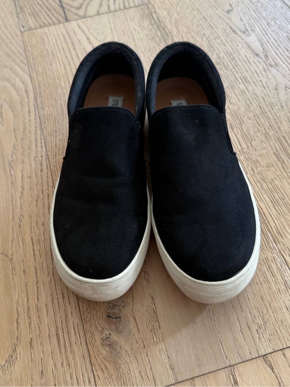 Steve Madden Black Slip-On Sneakers with White Sole